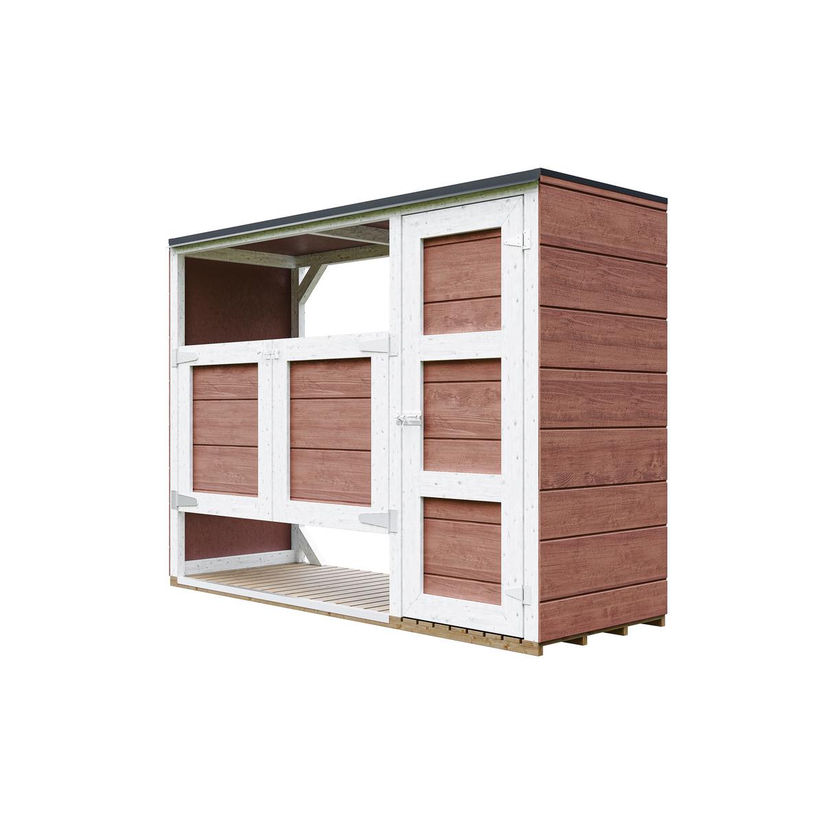 MÜLLTONNENBOX 2er 240L, M981A-REDWOOD RED, aus wetterfestem LP Smartside Holz - Rot, Holz (217/159/75cm) - Timbela