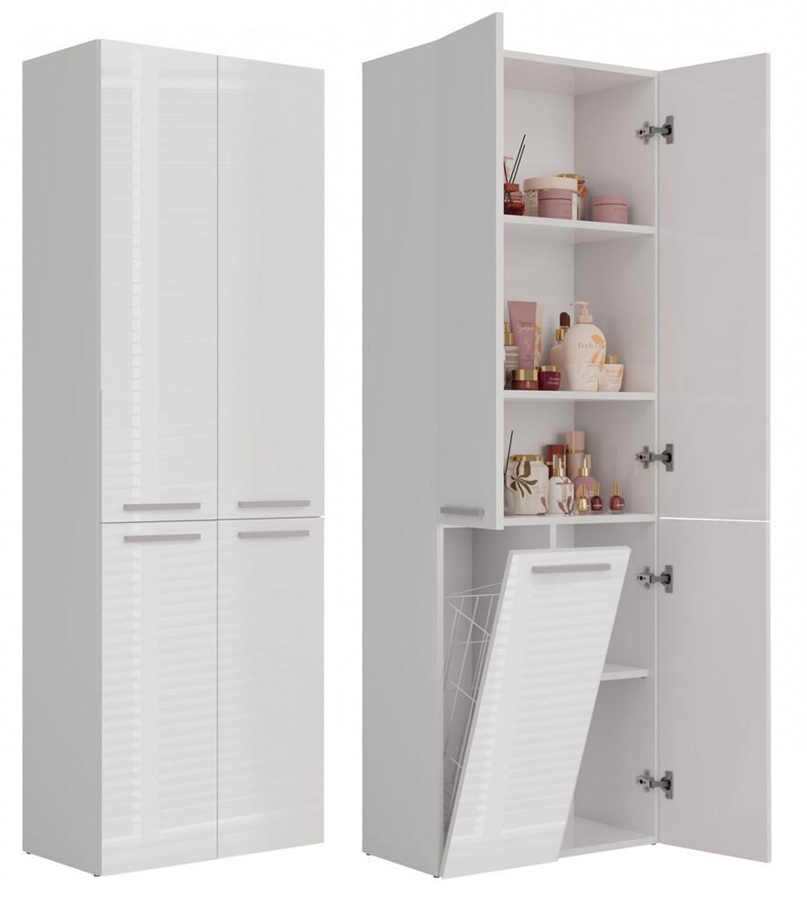 BADEZIMMERSCHRANK Weiß, Hochglanz Weiß 60/174/30 - Weiß, Holzwerkstoff (60/174/30cm) - RAUMHIRSCH FURNITURE