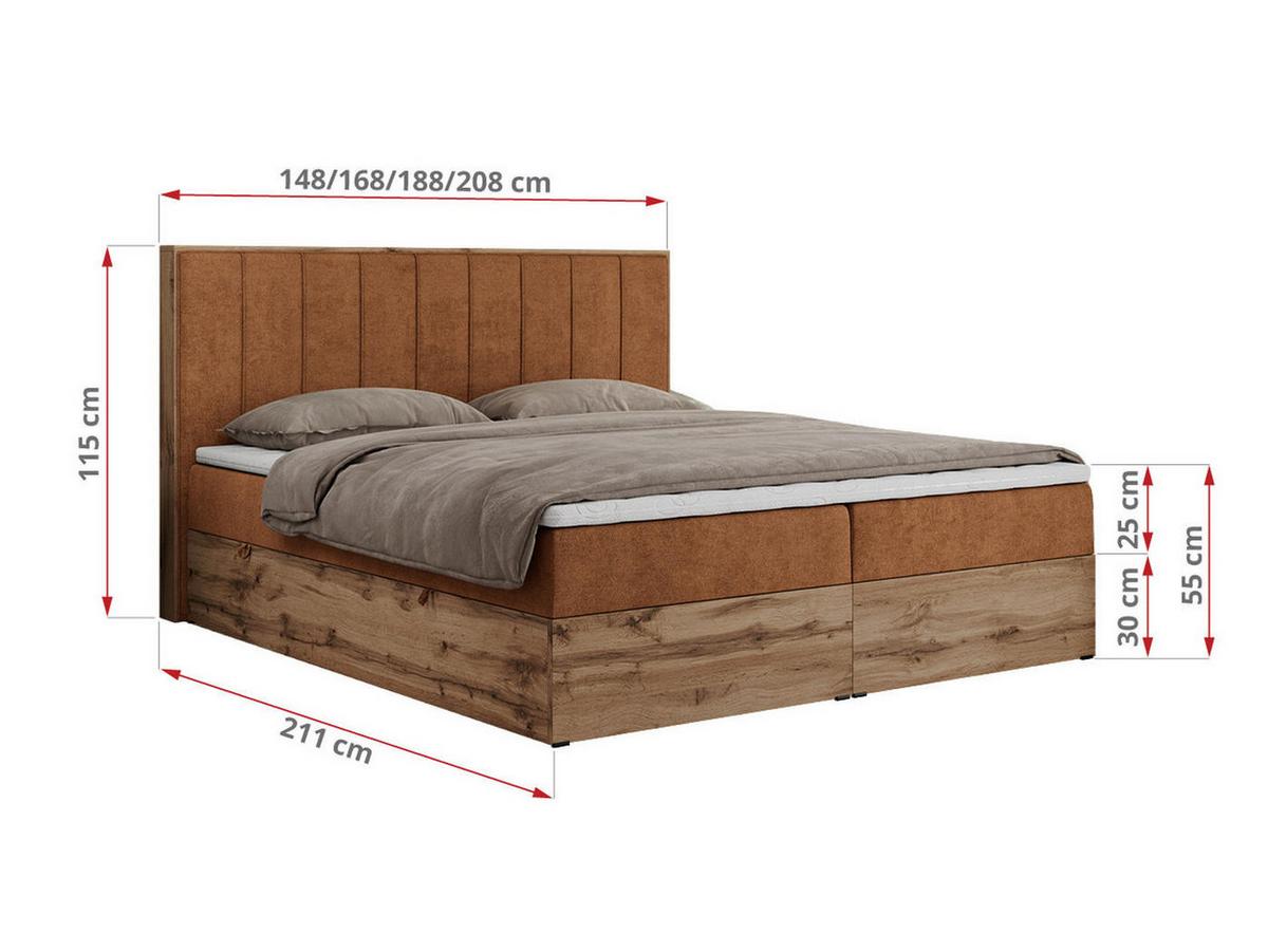 BOXBETT BELLISSIMO 140/200 Orange Struktur - H4 - Orange, Holz/Textil (140/200cm) - MKS
