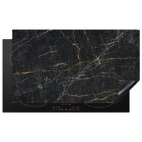 HERDABDECKPLATTE Marmor - Schwarz - Gold - Grau - Marmorstruktur Ceranfeldabdeckung 90x52 cm - Goldfarben, Kunststoff (90/52/0.2cm) - MuchoWow