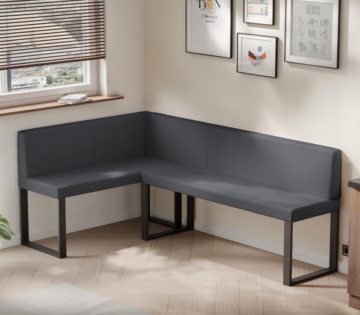 ECKBANK links SANA U Kunstleder glatt, 142/196 cm Grau - Grau, Kunststoff/Textil (142/196cm) - Idohome