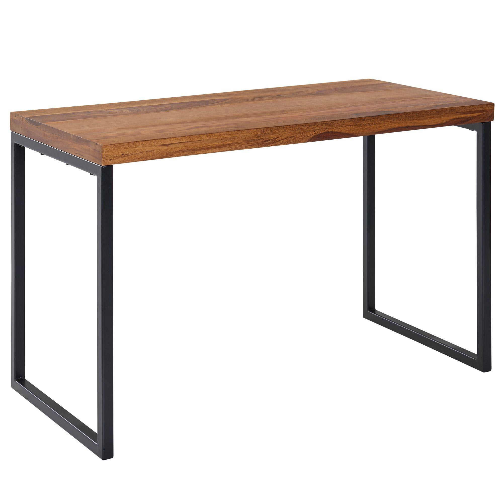 SCHREIBTISCH – Massivholz/Metall, 117x59x76,5 cm, dunkel, kompakt, Industrial-Stil - Schwarz/Braun, Holz/Metall (117/59/77cm) - KADIMA DESIGN