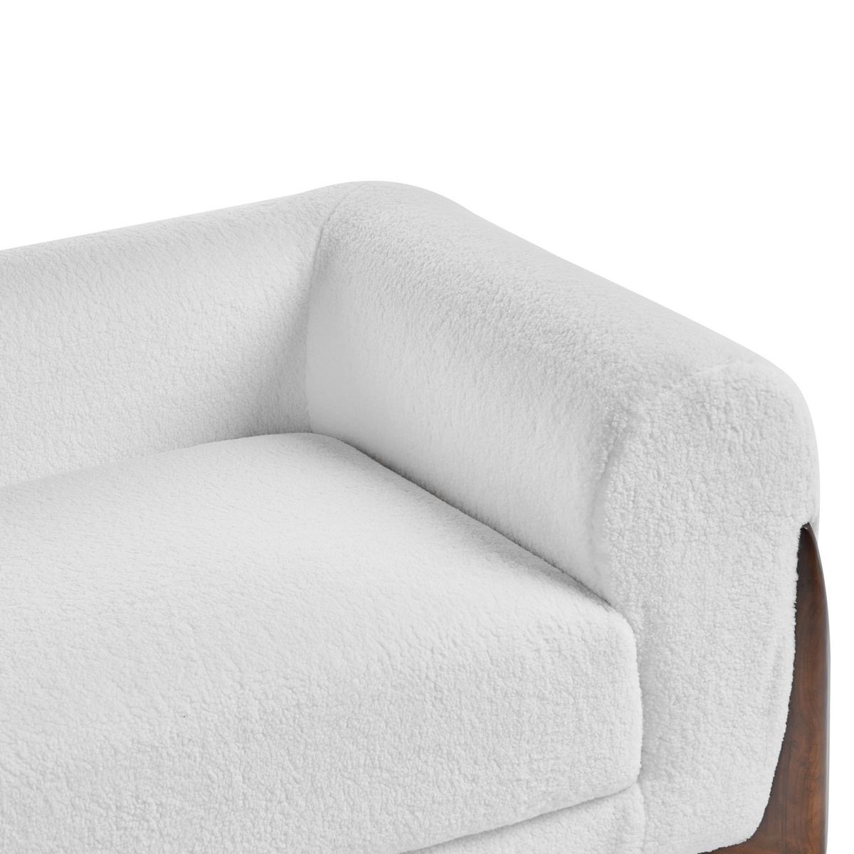 3-SITZER-SOFA Bouclé Weiß Vinliden - Weiß/Braun, Textil (180/62/87cm) - Beliani
