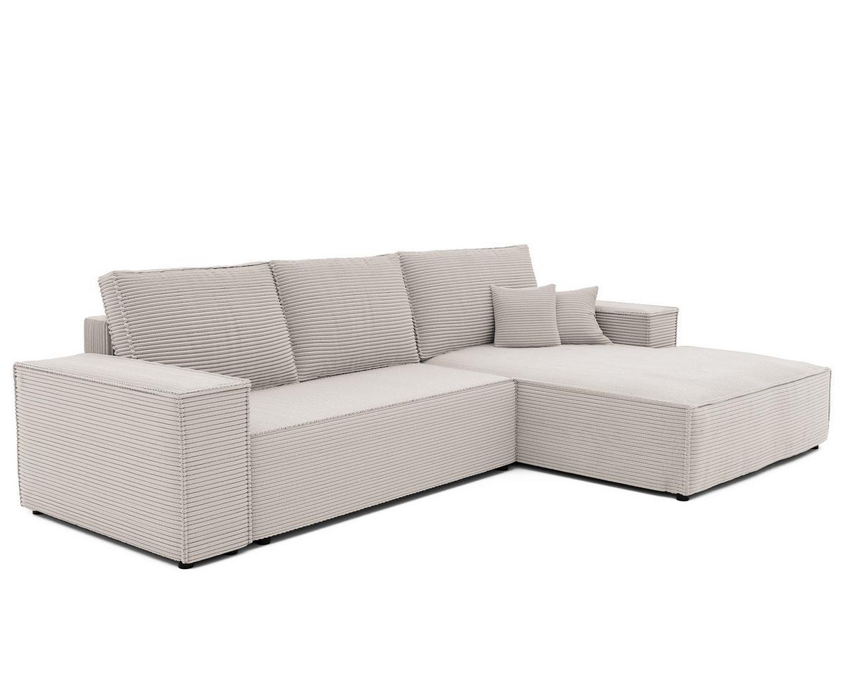 ECKSOFA NOVA Rechts mit Schlaffunktion und Bettkasten Creme - Creme, Kunststoff/Textil (294/185cm) - Idohome