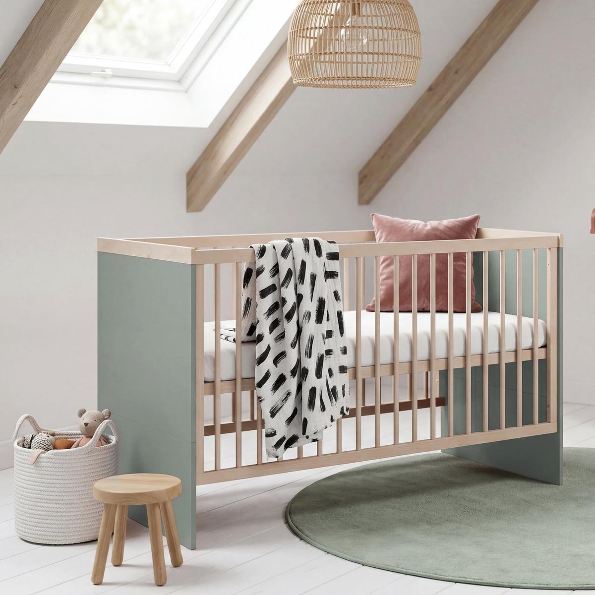 BABYZIMMER-SET Jimmy 3-teilig - Eichefarben/Salbeigrün, Holz/Holzwerkstoff (138/195/53cm) - Roba