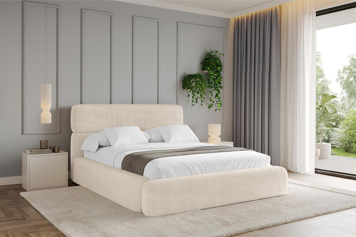 POLSTERBETT mit Bettkasten und Lattenrost, Boxbett ohne Matratze - ENORA 180x200 Beige - Creme, Holzwerkstoff/Textil (180/200cm) - ALTDECOR