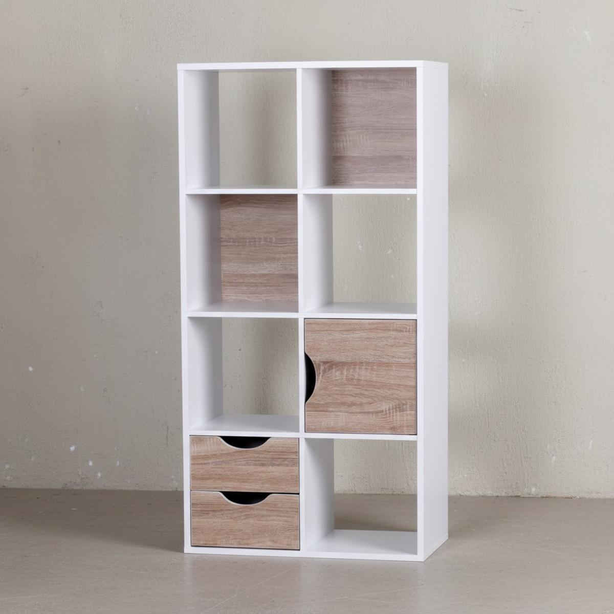 BÜCHERREGAL – Sonoma Eiche/Weiß, 8 Fächer, modern, Raumteiler-funktion - Weiß, Holz (60/120/29cm) - KADIMA DESIGN