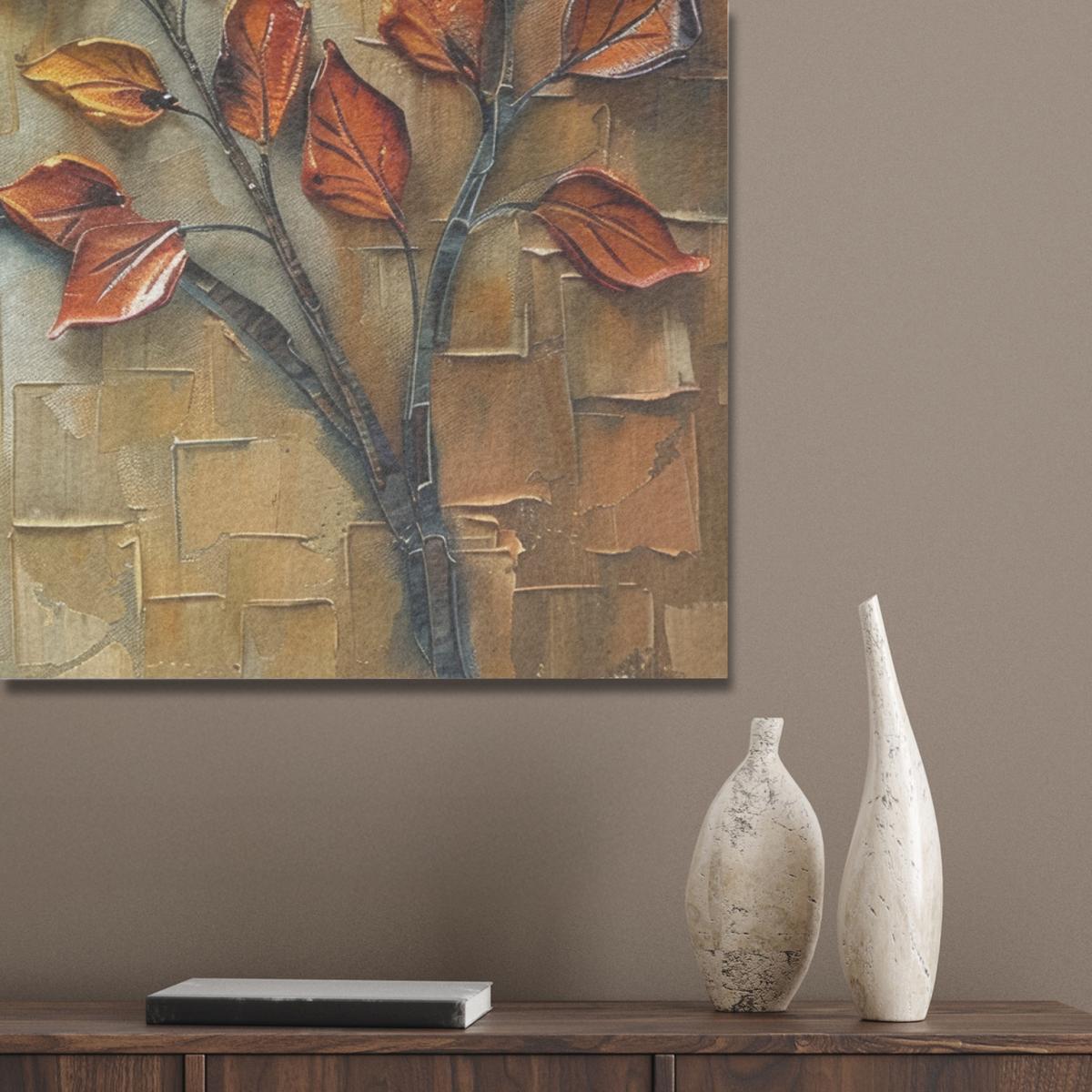 AKUSTIKBILD Baum - Abstrakt - Natur - Kunst Gemälde 80x60 cm - Goldfarben, Kunststoff (80/60/0.9cm) - MuchoWow