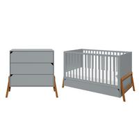 BABYZIMMER 2-teilig Grau - Grau, Holzwerkstoff (161/90/75cm) - Petits-meubles