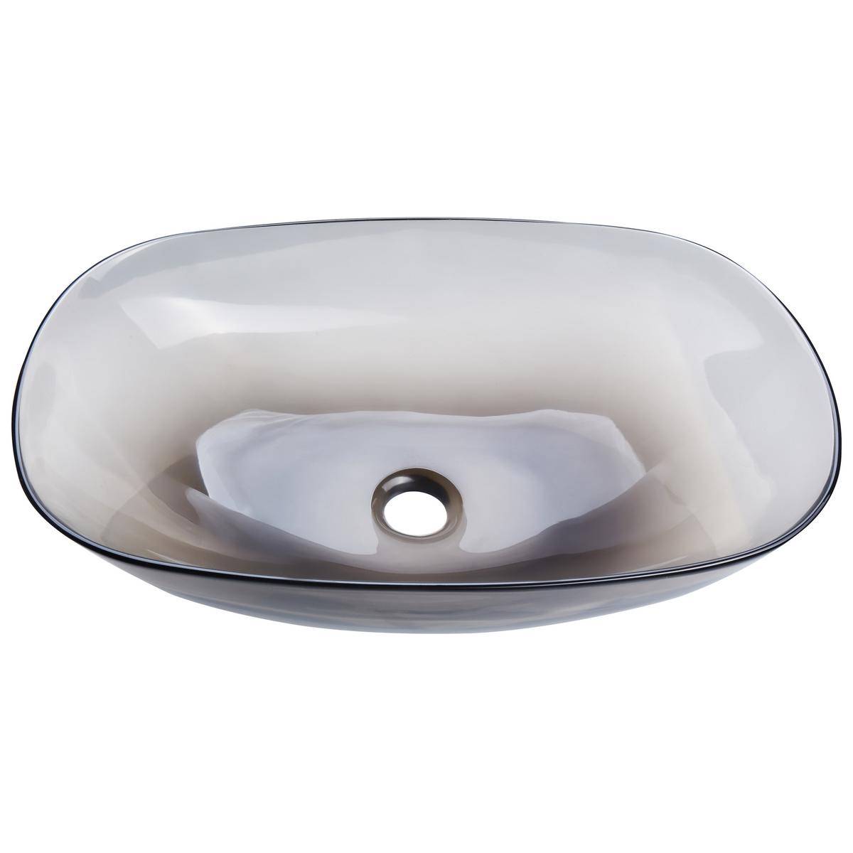 AUFSATZWASCHBECKEN Schwarz 54/36 cm Mineralwerkstoff Moengo - Transparent/Schwarz, Keramik (54/15/36cm) - Beliani