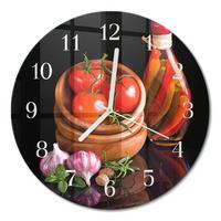 WANDUHR aus Glas Ø30 cm - Tomaten und Knoblauch - Rot, Glas (30/30/0.4cm) - TULUP