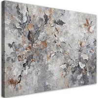 WANDBILD abstrakte botanik grau gold - Silberfarben, Textil (60/40cm) - Feeby