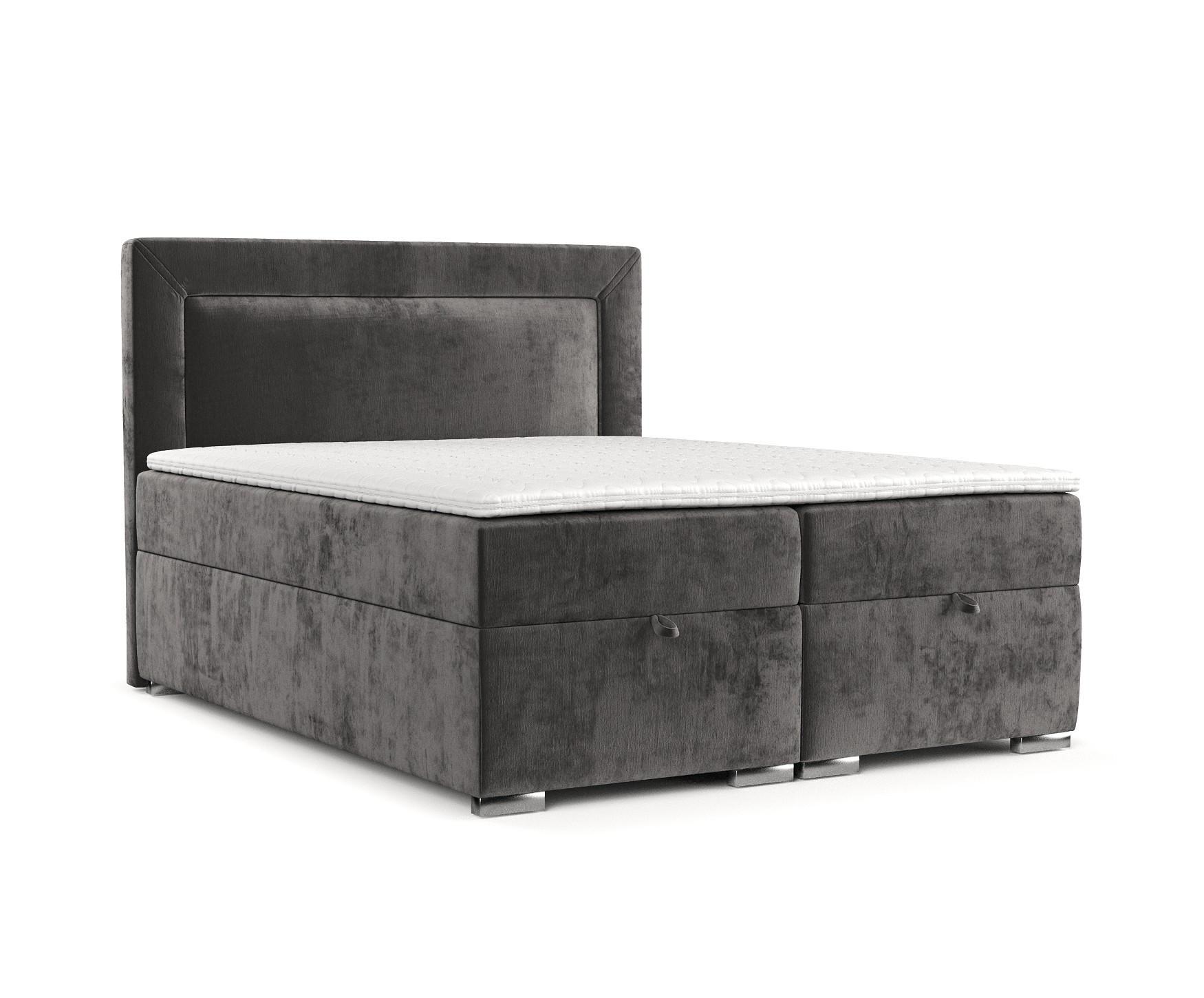 BOXBETT Lontano 120/200 cm Stahl im Lotta Stoff - Chromfarben/Graphitfarben, Holz/Holzwerkstoff (120/200cm) - AltaBeds