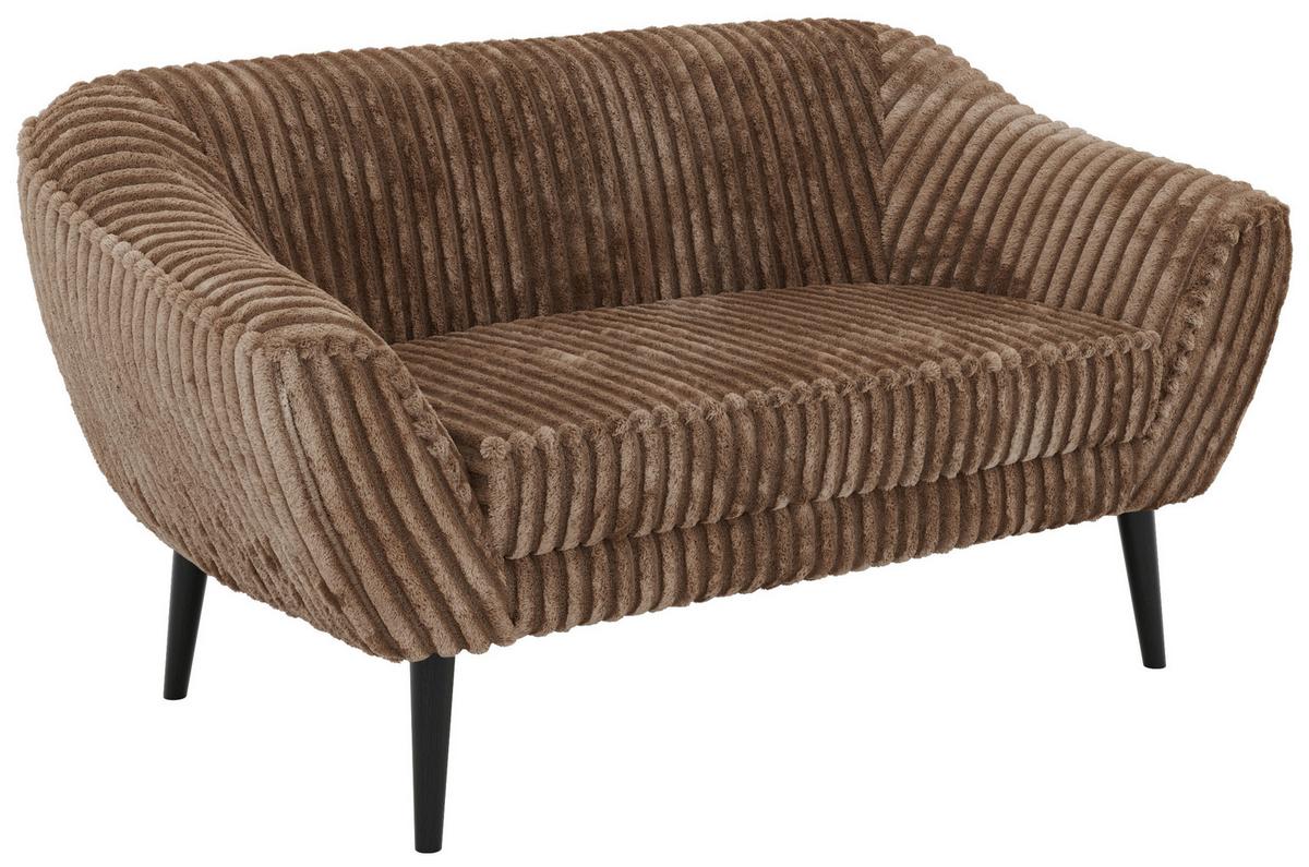 2-SITZER-SOFA PIRS - Braun Cord - Schwarze Beine - Schwarz/Braun, Holzwerkstoff/Textil (140/75/74cm) - MKS