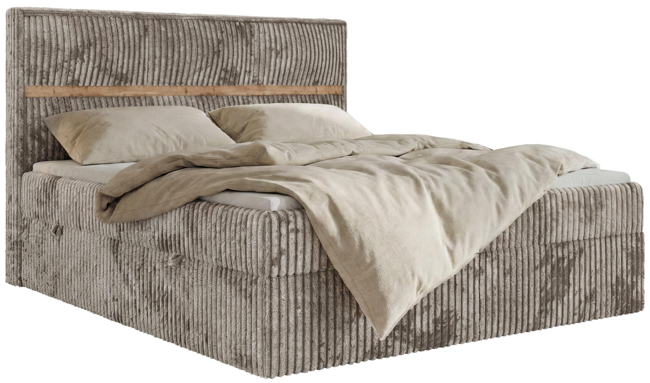 BOXBETT ORVO 200/200 - Hellbraun Cord - Topper Visco - H3 - Hellbraun/Schwarz, Kunststoff/Textil (200/200cm) - MKS