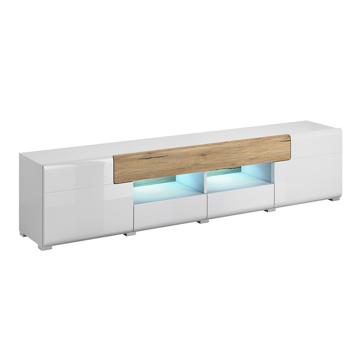 TV-MÖBEL Jules Weiß und Holz - Weiß, Holzwerkstoff (208/47/39cm) - Petits-meubles
