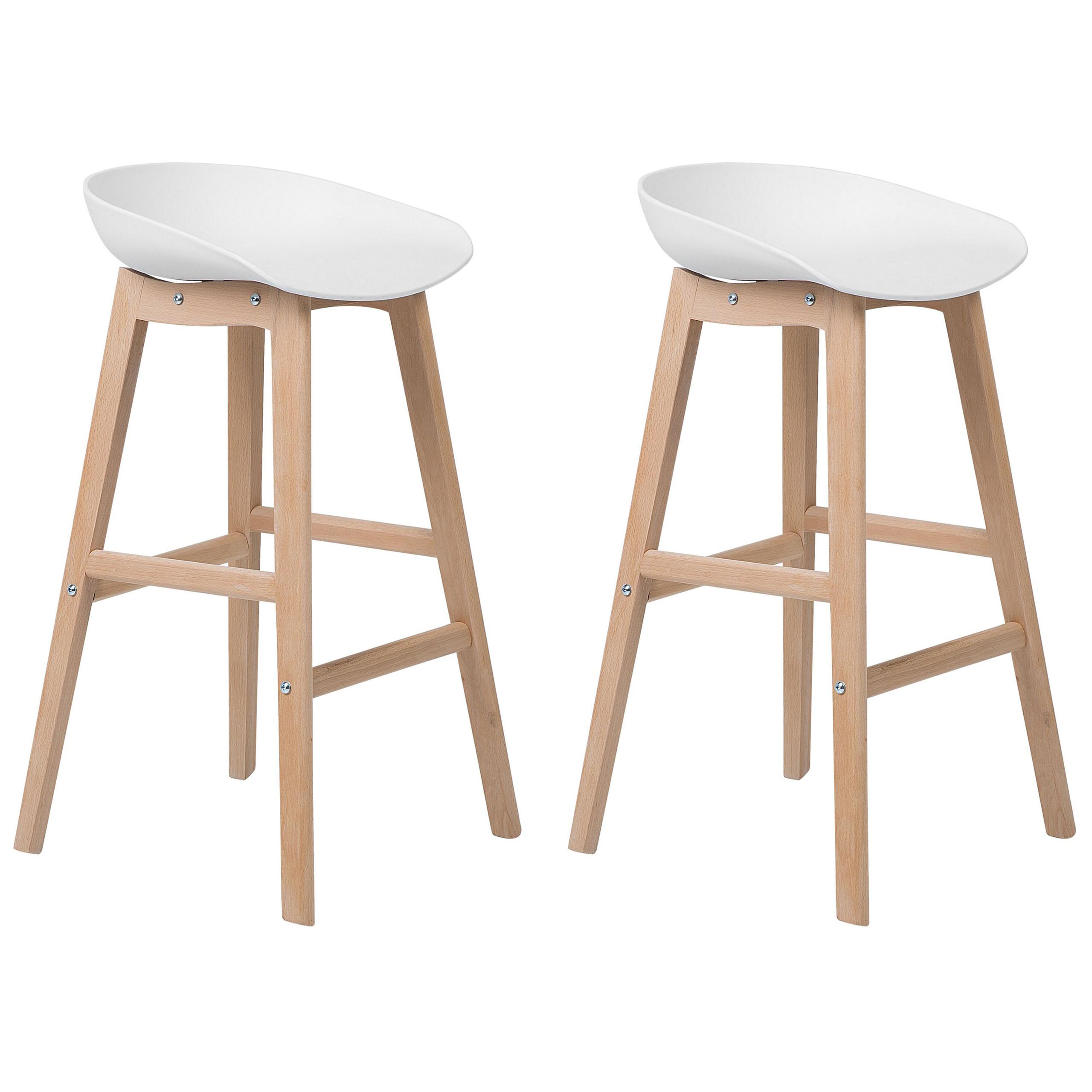BARSTUHL 2er-Set Kunststoff Weiß Micco - Weiß, Holz/Kunststoff (42/85/46cm) - Beliani