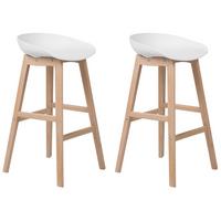 BARSTUHL 2er-Set Kunststoff Weiß Micco - Weiß, Holz/Kunststoff (42/85/46cm) - Beliani