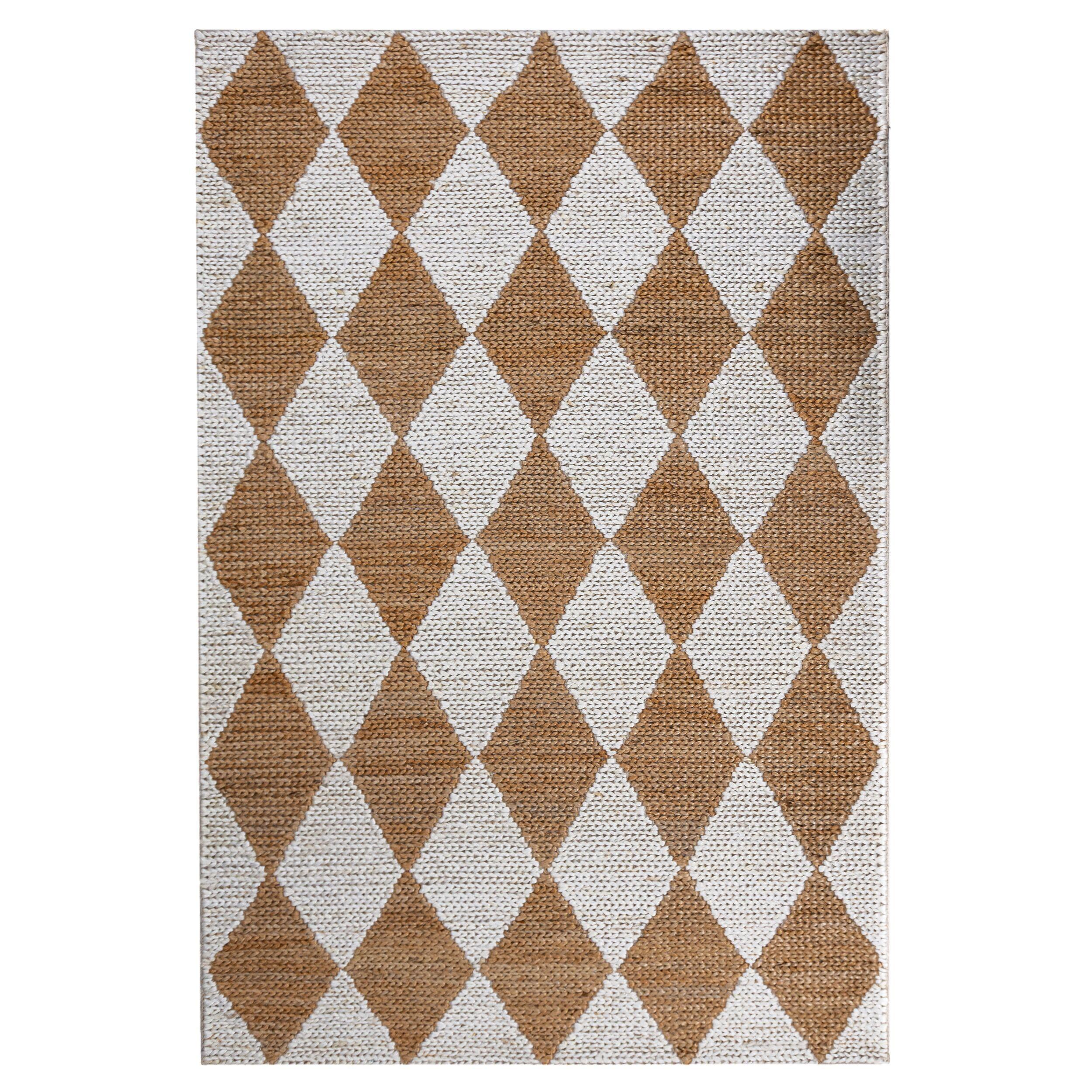 JUTETEPPICH BAIN, mit Rautenmuster, Beige, 120 x 170 cm - Beige, Textil (170/120cm) - KADIMA DESIGN