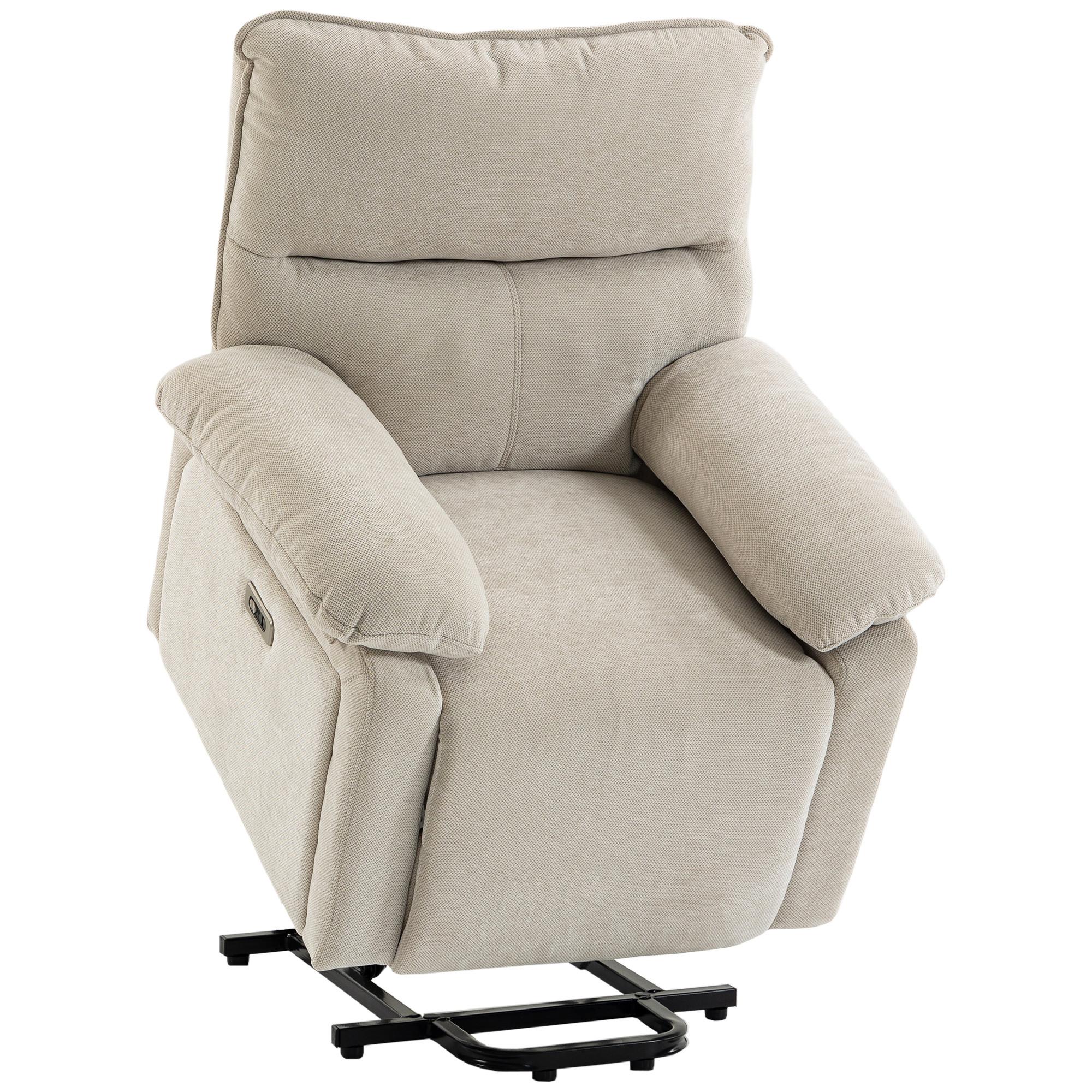 ELEKTRISCHER-AUFSTEHSESSEL Chenille 100 Polyester Creme - Creme, Textil/Metall (82/96/88cm) - HOMCOM