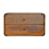 NACHTTISCH Wandmontiert, 2 Schubladen, Braun - Messingfarben/Braun, Holz/Metall (45/25/32cm) - Artisan Furniture