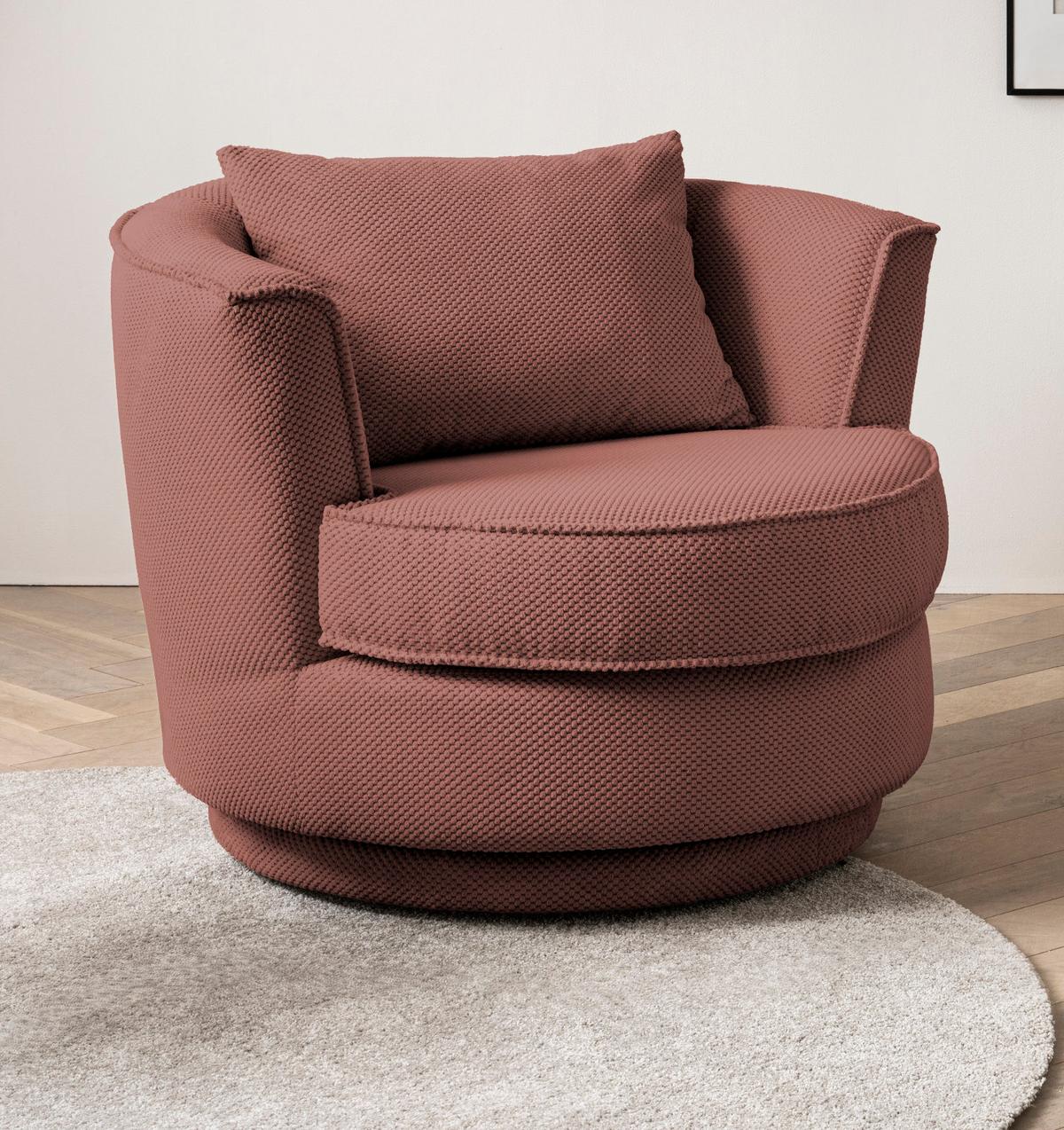 DREHSESSEL terracotta Web-Velours, Sessel 360° drehbar inklusive Kissen - Terracotta, Kunststoff/Textil (95/77/95cm)