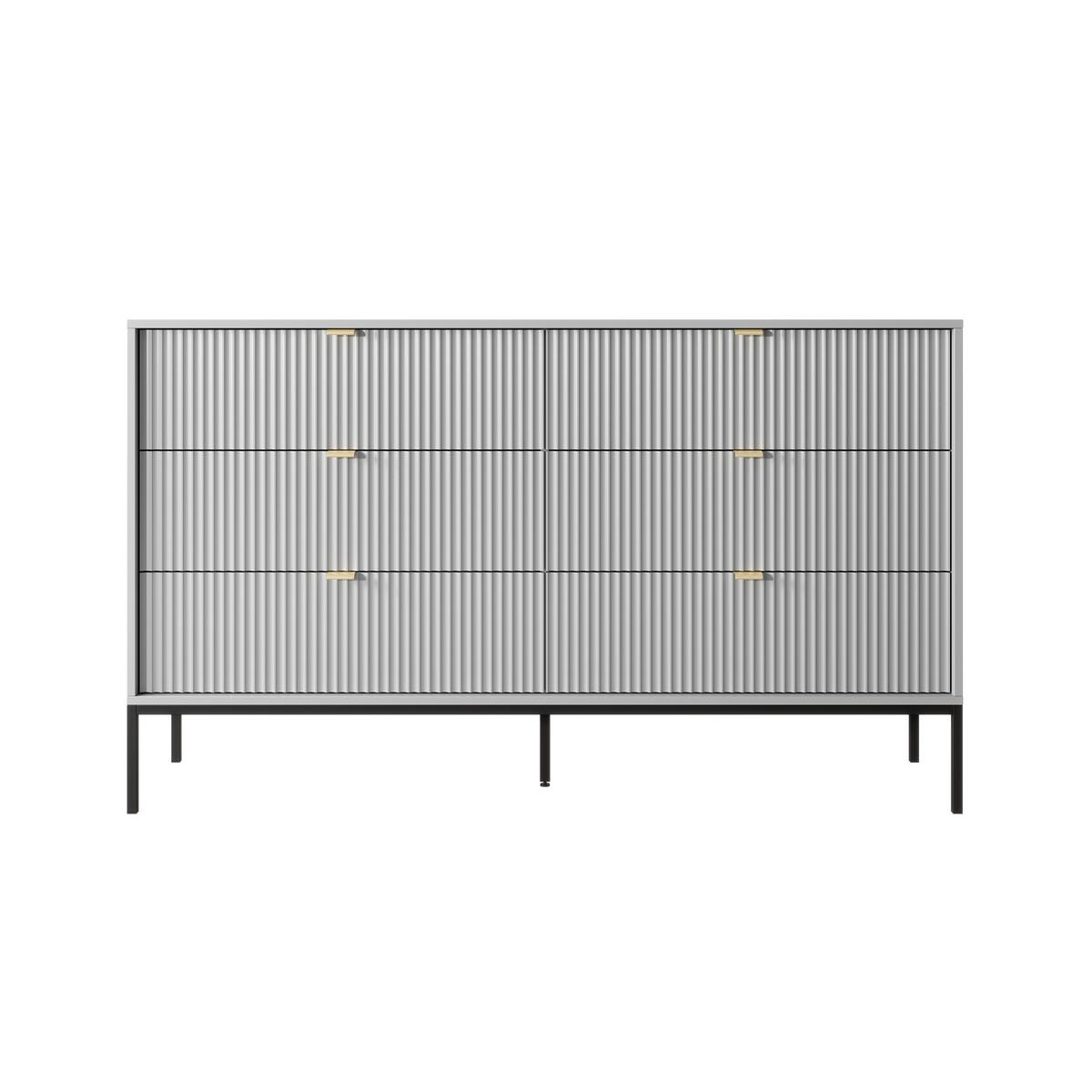 SIDEBOARD STELLARE 154/91/39 cm mit 6 Schubladen Grau - Grau, Holzwerkstoff (154/91/39cm) - MASSENO