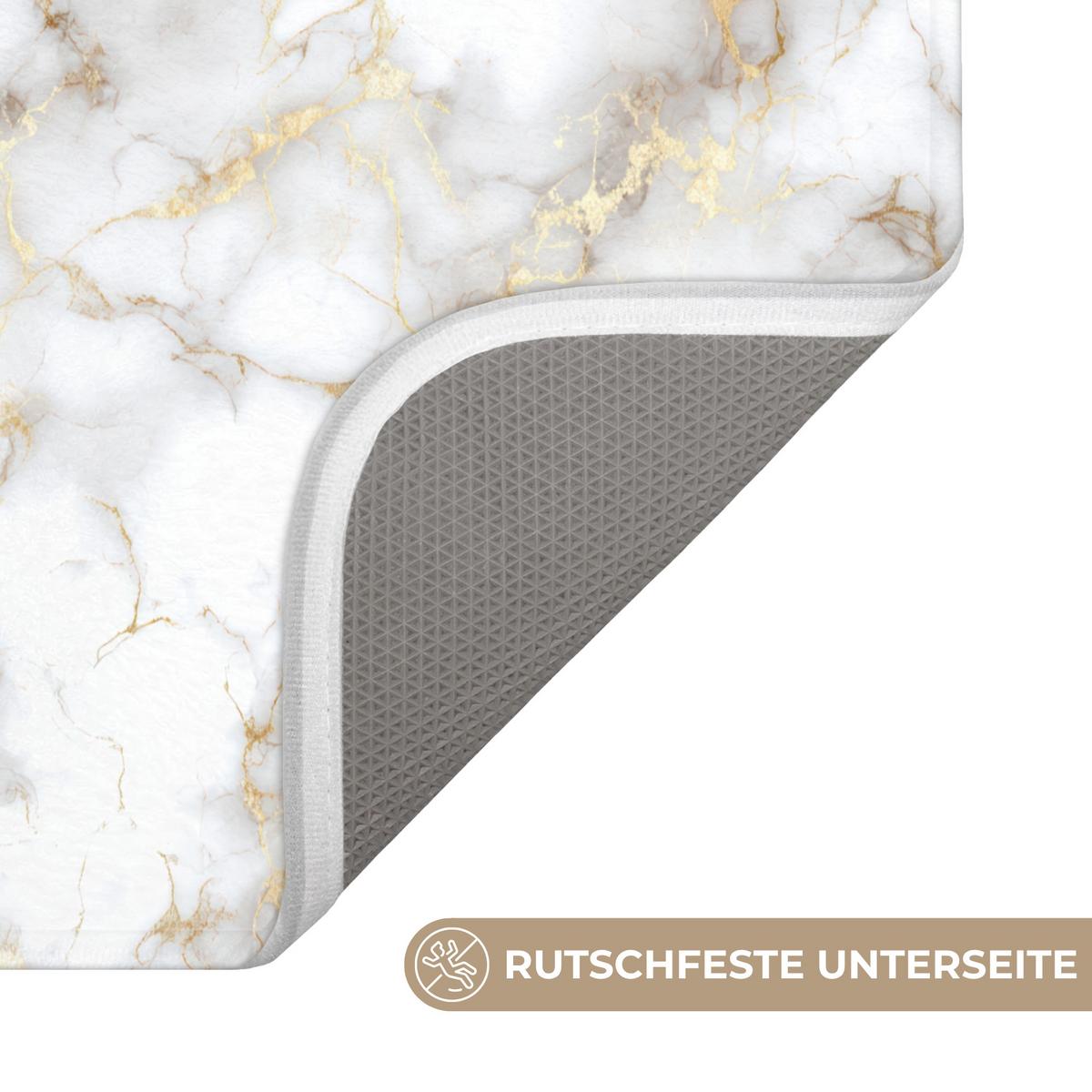 WC-VORLEGER Goldene Adern - Marmor - Weiß WC Teppich 40x60 cm - Weiß, Textil (40/1cm) - OnlyWow