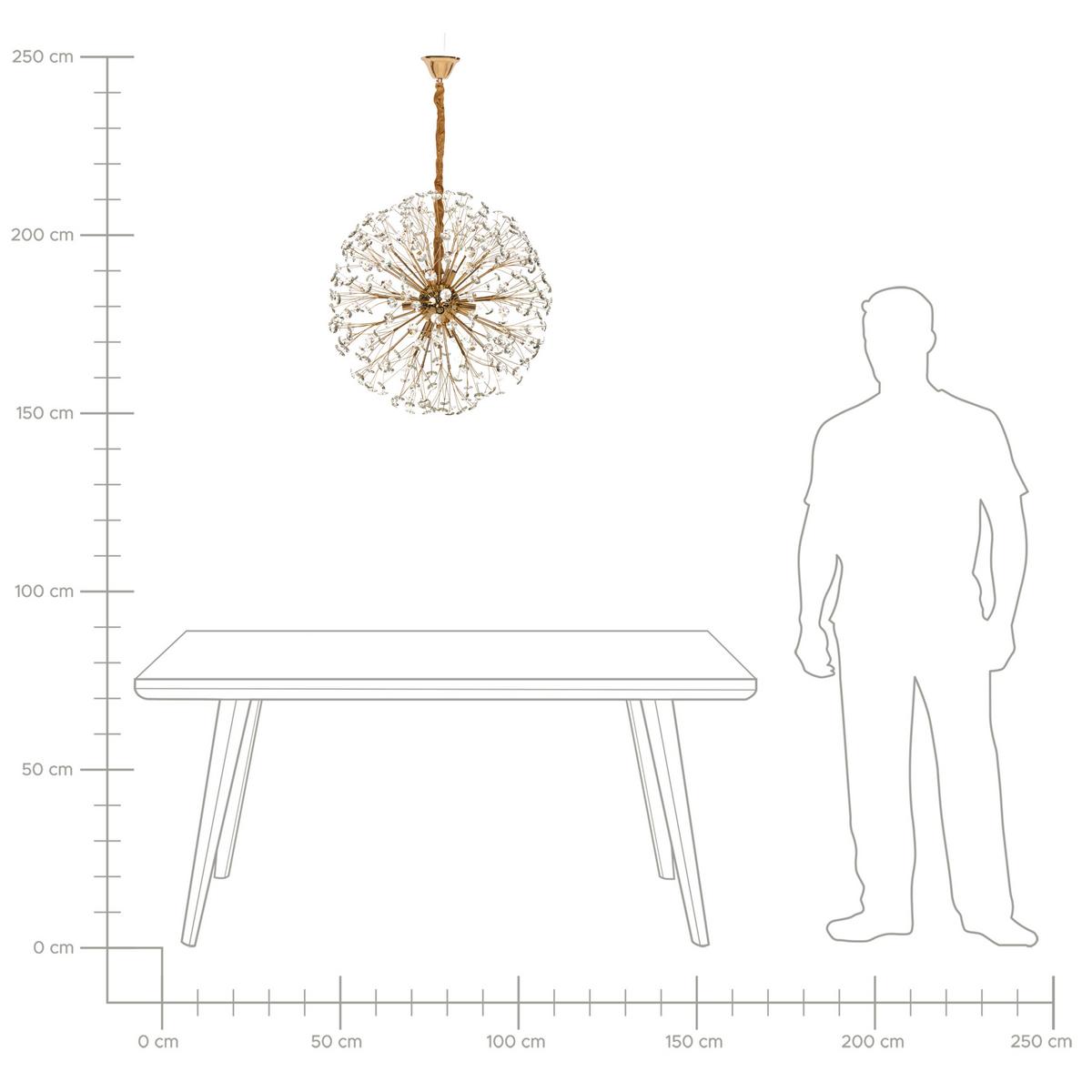 KRONLEUCHTER Glas Messing Timane - Transparent/Goldfarben, Glas (60/60/90cm) - Beliani