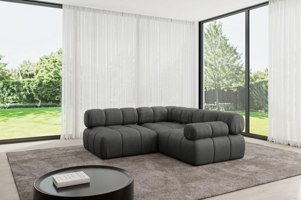 ECKSOFA modulares Sofa Mende-L1 - 190x190x70 cm Dunkelgrau Velours - Dunkelgrau, Holzwerkstoff/Textil (190/190cm) - ALTDECOR