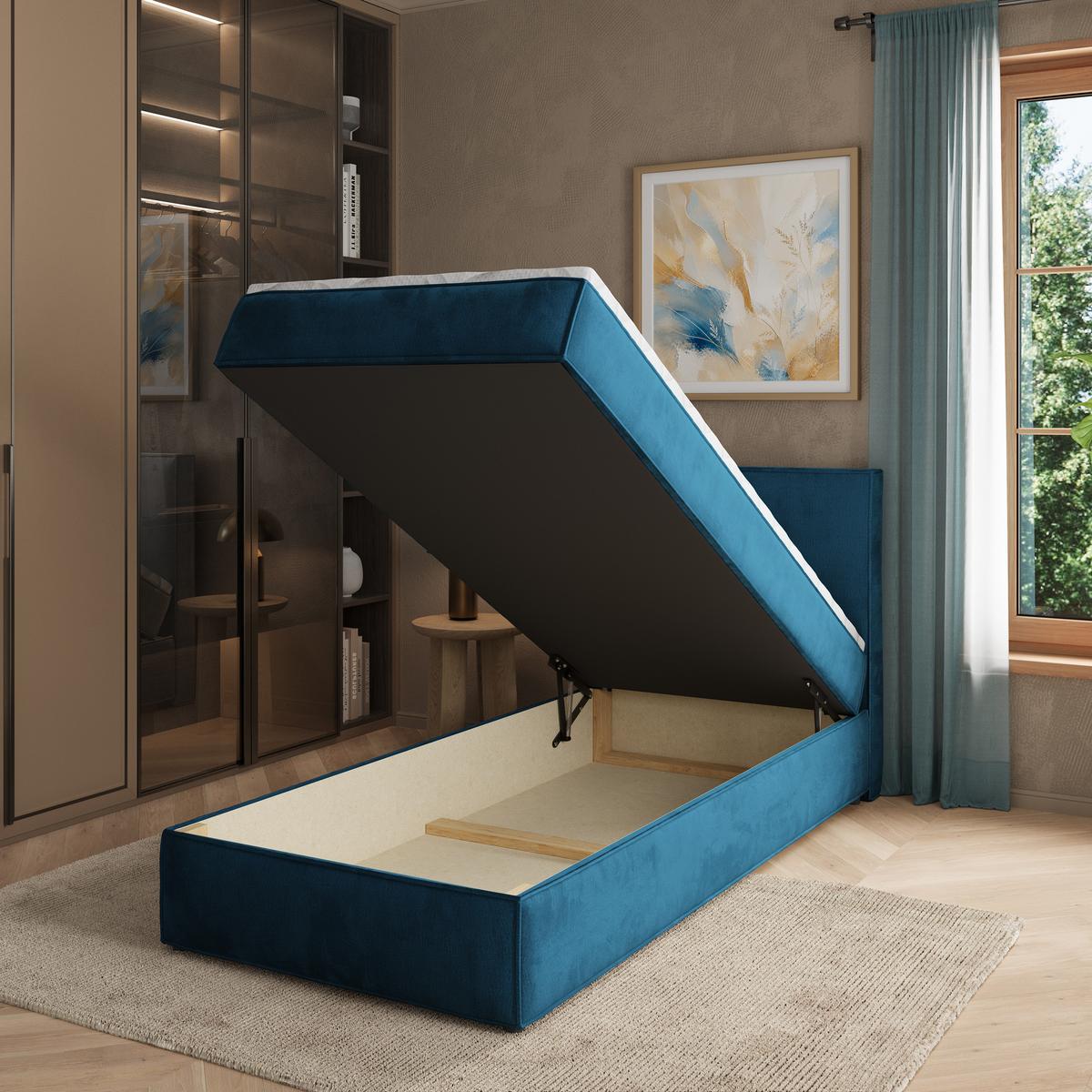 BOXBETT PELLIO 80x200 cm mit Matratze und Topper - Blau - Blau, Holz (80/200cm) - MASSENO