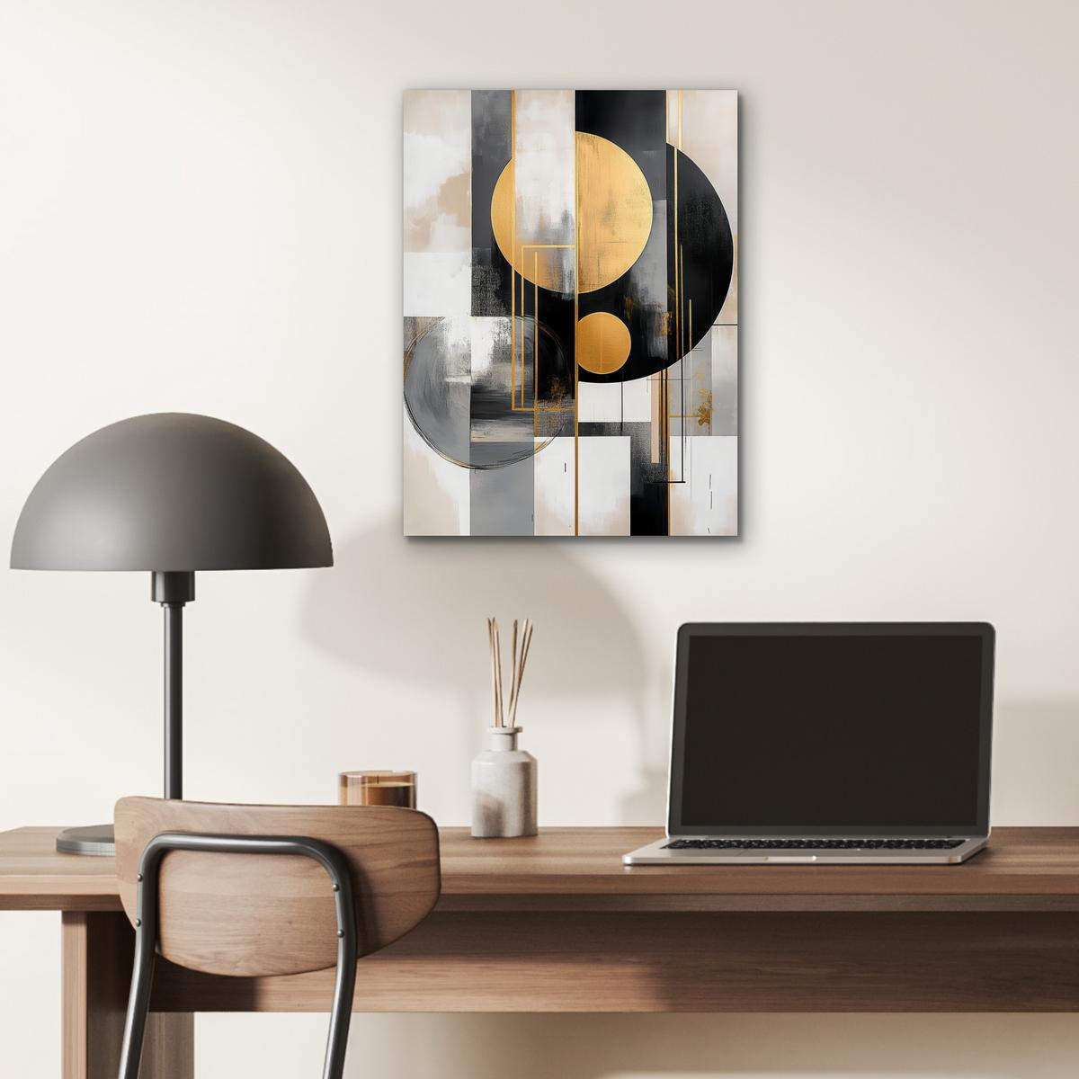 METALLBILD Abstrakt - Gold - Silber - Formen - Ästhetisch - Modern 30x40 cm - Goldfarben, Metall (30/40cm) - MuchoWow