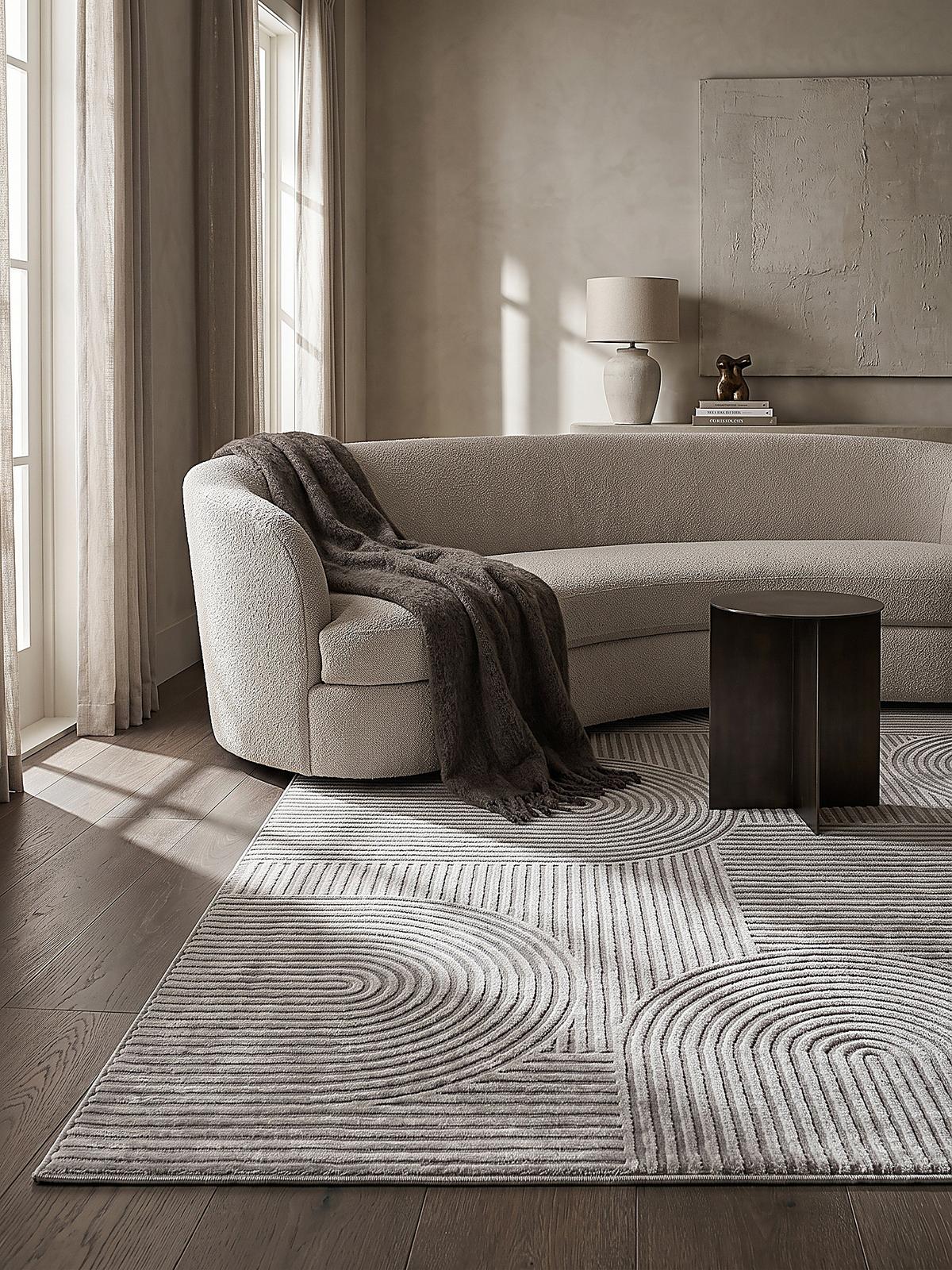 TEPPICH Kurzflor ERESMA Geometrisch Polyester Grau 140 x 200 cm - Grau, Textil (140/200cm) - KADIMA DESIGN