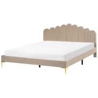 BETT mit Lattenrost 180/200 cm Samtstoff Taupe Sauvian - Taupe, Textil (180/200cm) - Beliani