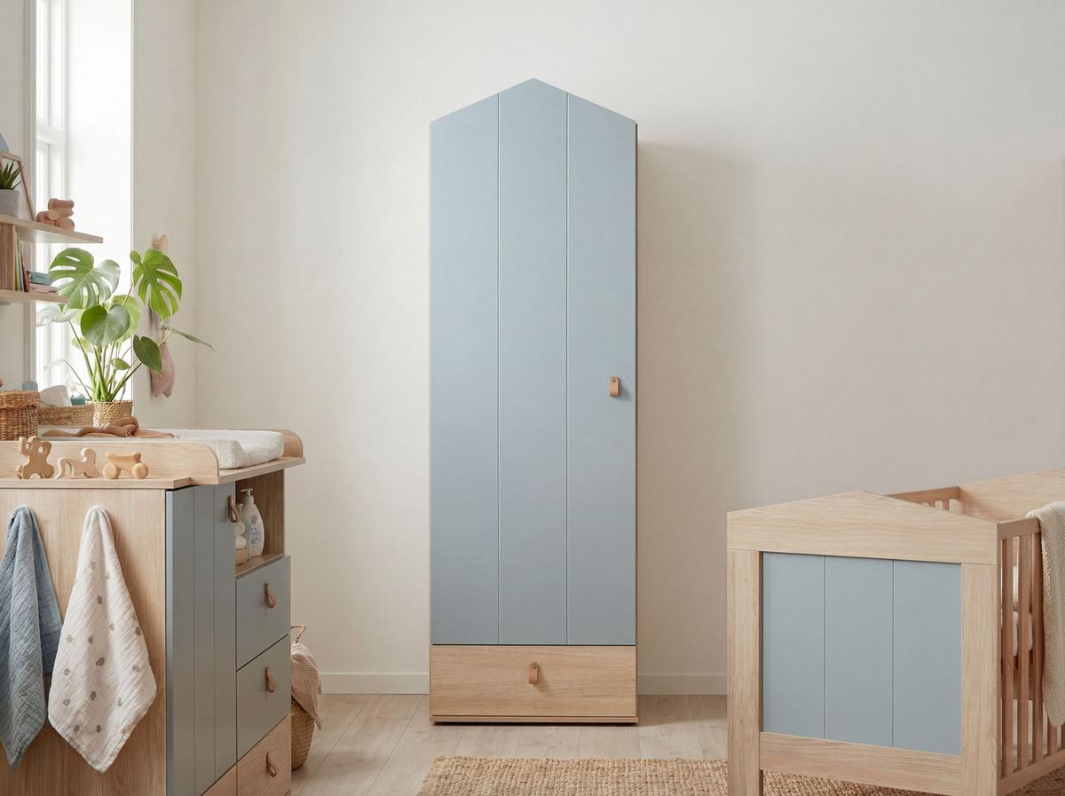 KLEIDERSCHRANK Roofy 1-türig - Salbeigrün/Eichefarben, Leder/Holzwerkstoff (56/200/51cm) - arthur berndt