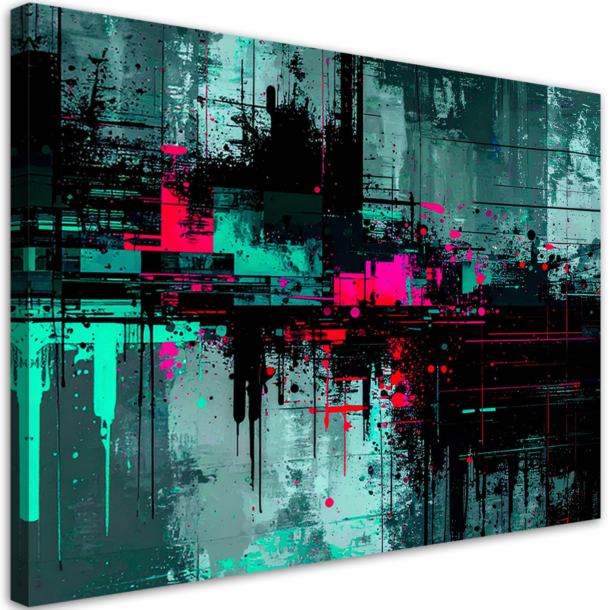 LEINWANDBILD Abstrakt Bunte Spritzer 90x60cm - Multicolor, Textil (90/60cm) - Feeby