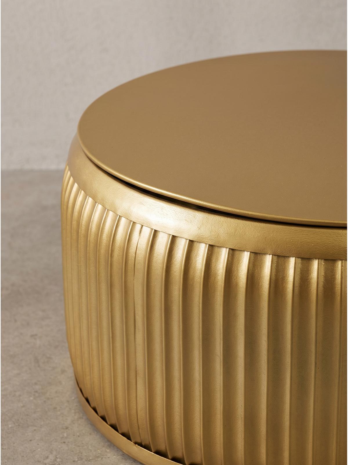 COUCHTISCH LAITA, Eisen, mit Stauraum, Gold, Ø 60 x 32 cm - Goldfarben, Metall (60/60/32cm) - KADIMA DESIGN