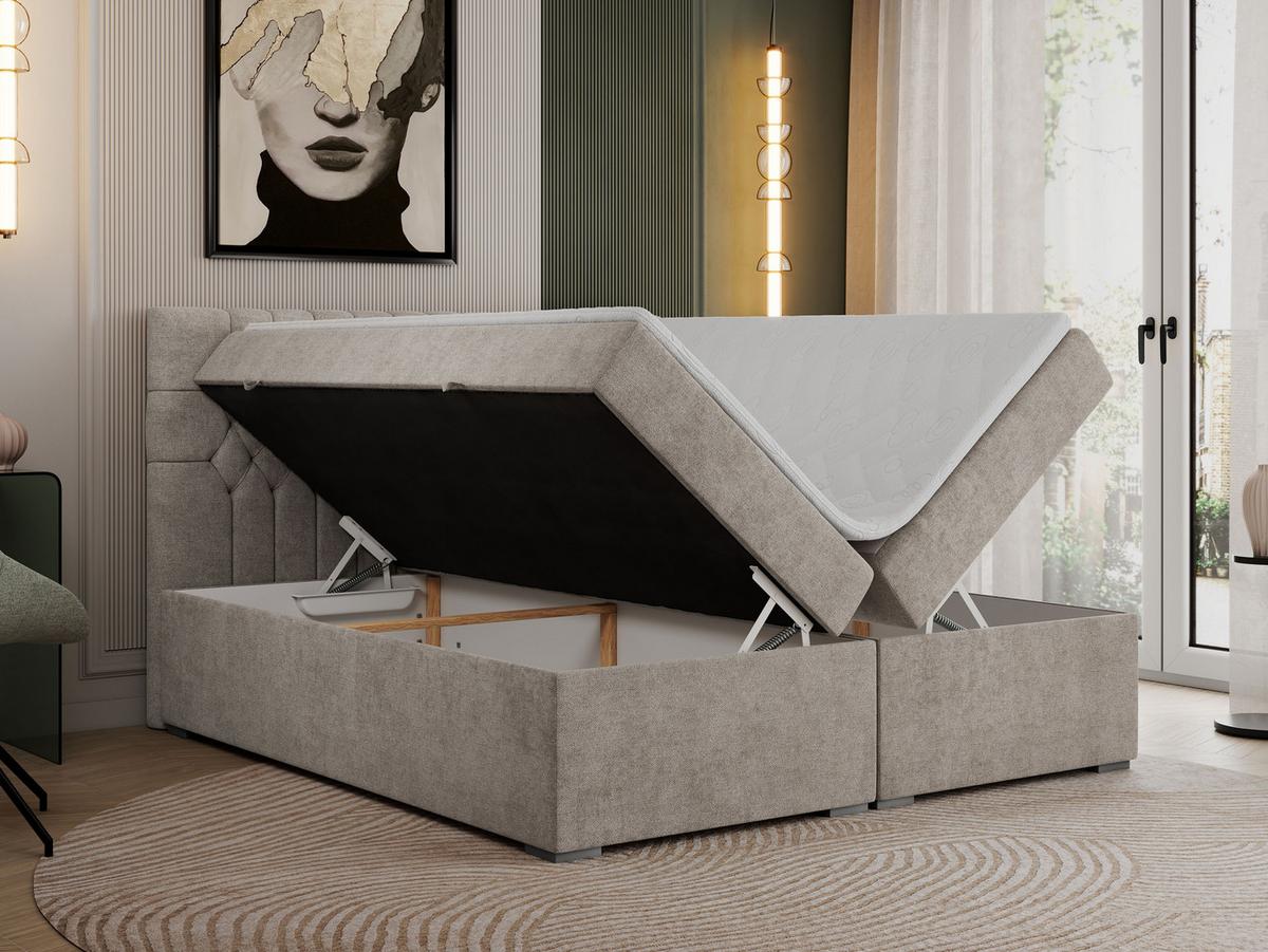 BOXBETT PERA 120/200 Beige Struktur - H3 - Beige, Holz/Textil (120/200cm) - MKS