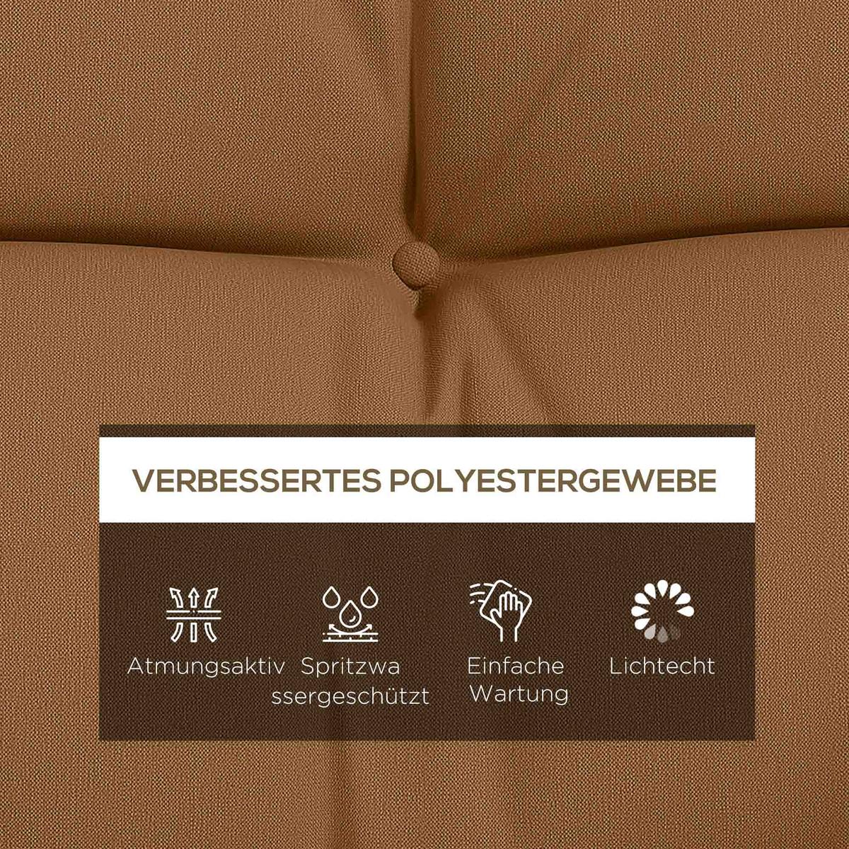 SITZKISSEN 4er Set Polyester PP-Baumwolle Bräune - Braun, Textil (50/12/150cm) - Outsunny