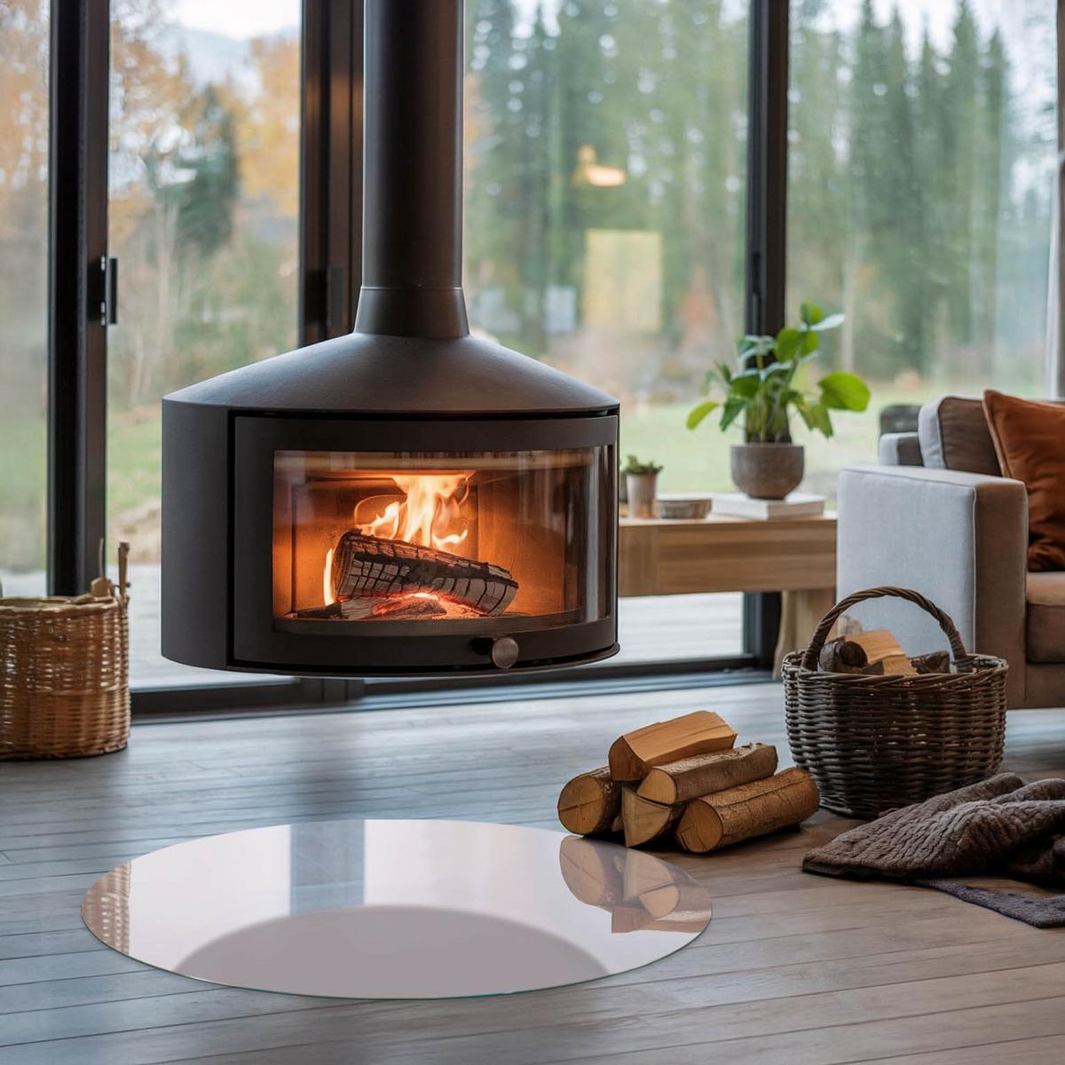 GLASPLATTE für Kamin Ø 80 cm - Lila, Glas (80/80/0.4cm) - TULUP