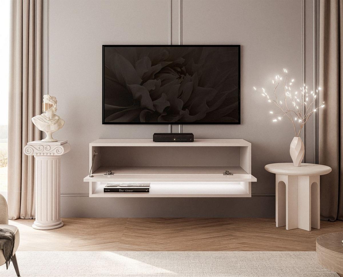 HÄNGESCHRANK TV-Möbel CALANTE 90 cm mit LED-Beleuchtung - Kaschmir, Holzwerkstoff (90/30/35cm) - Lookway