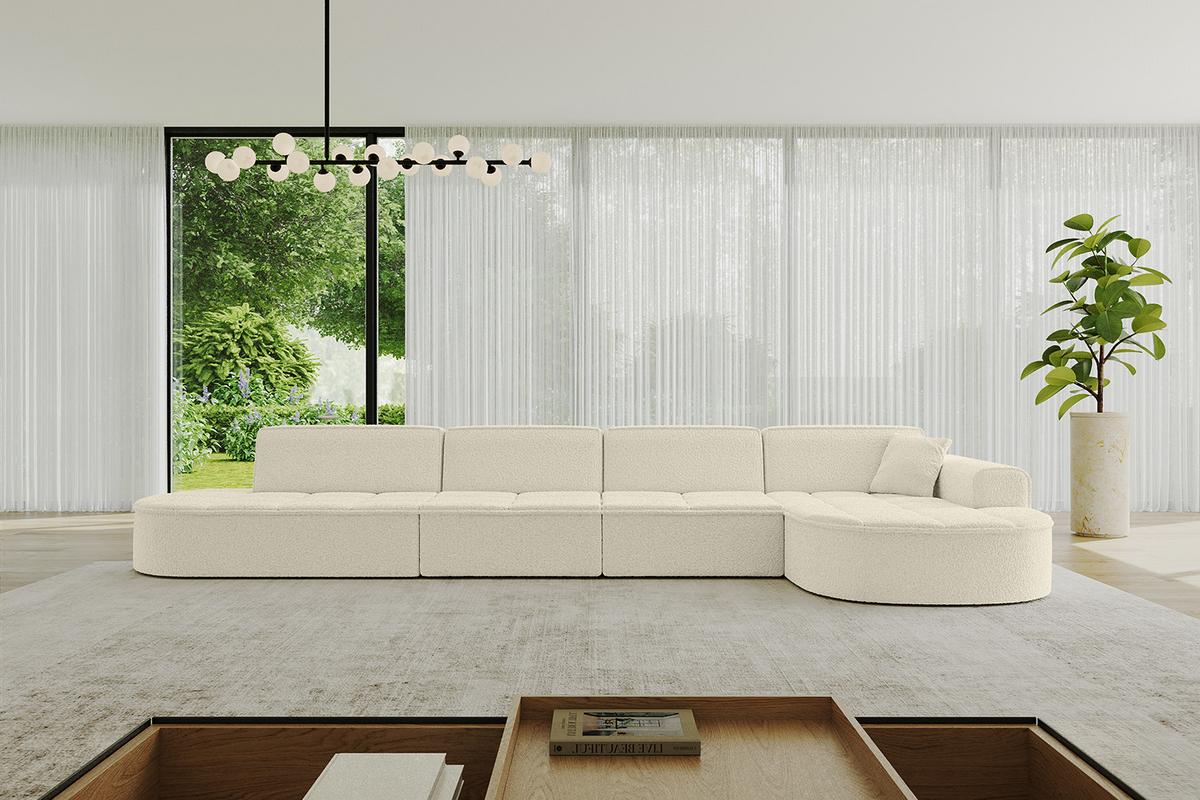 ECKSOFA Ottomane Rechts TARO-L3 - 413x171x79,5 cm Beige - Beige, Holzwerkstoff/Textil (413/171cm) - ALTDECOR
