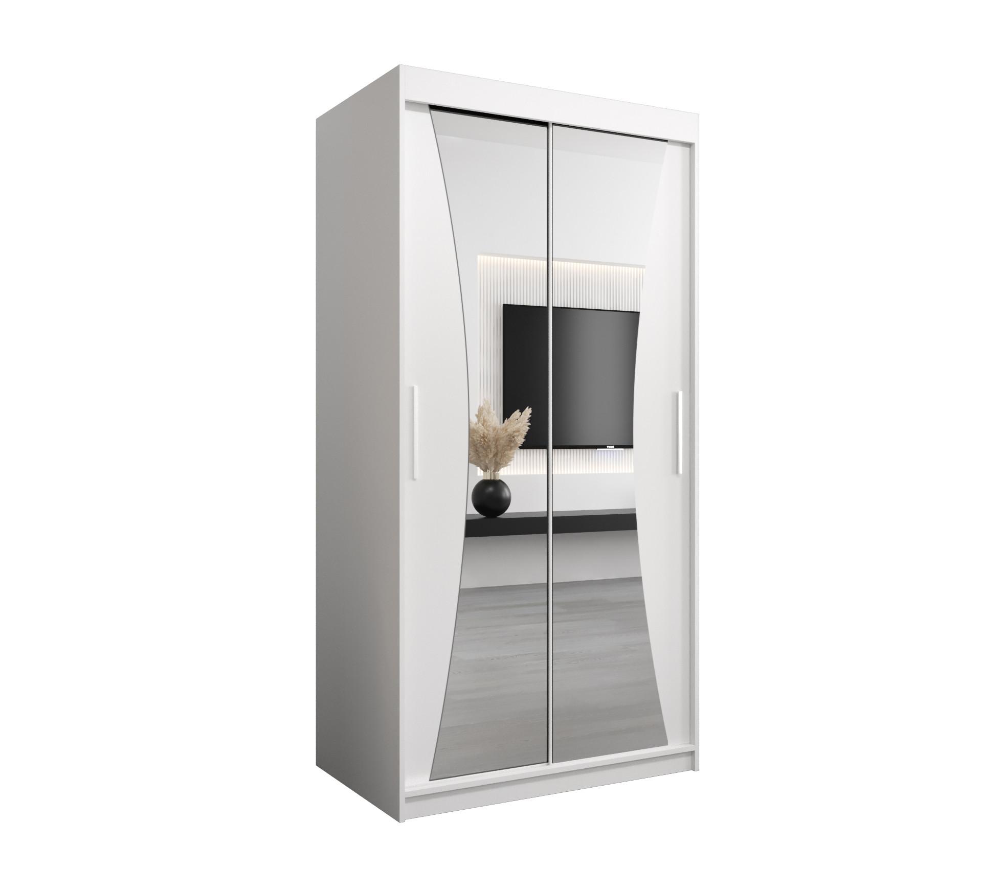 SCHWEBETÜRENSCHRANK 200/100/62 2-türig - Silberfarben/Weiß, Holz/Kunststoff (100/200/62cm) - MÖBEL KRYSPOL