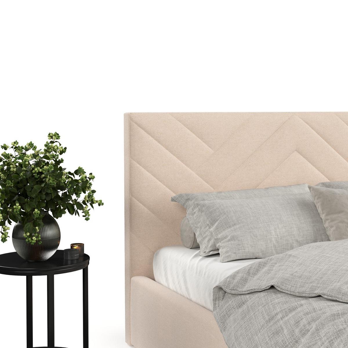POLSTERBETT Arco 140/200 cm Creme im Asti Stoff - Creme/Schwarz, Holz/Holzwerkstoff (140/200cm) - AltaBeds