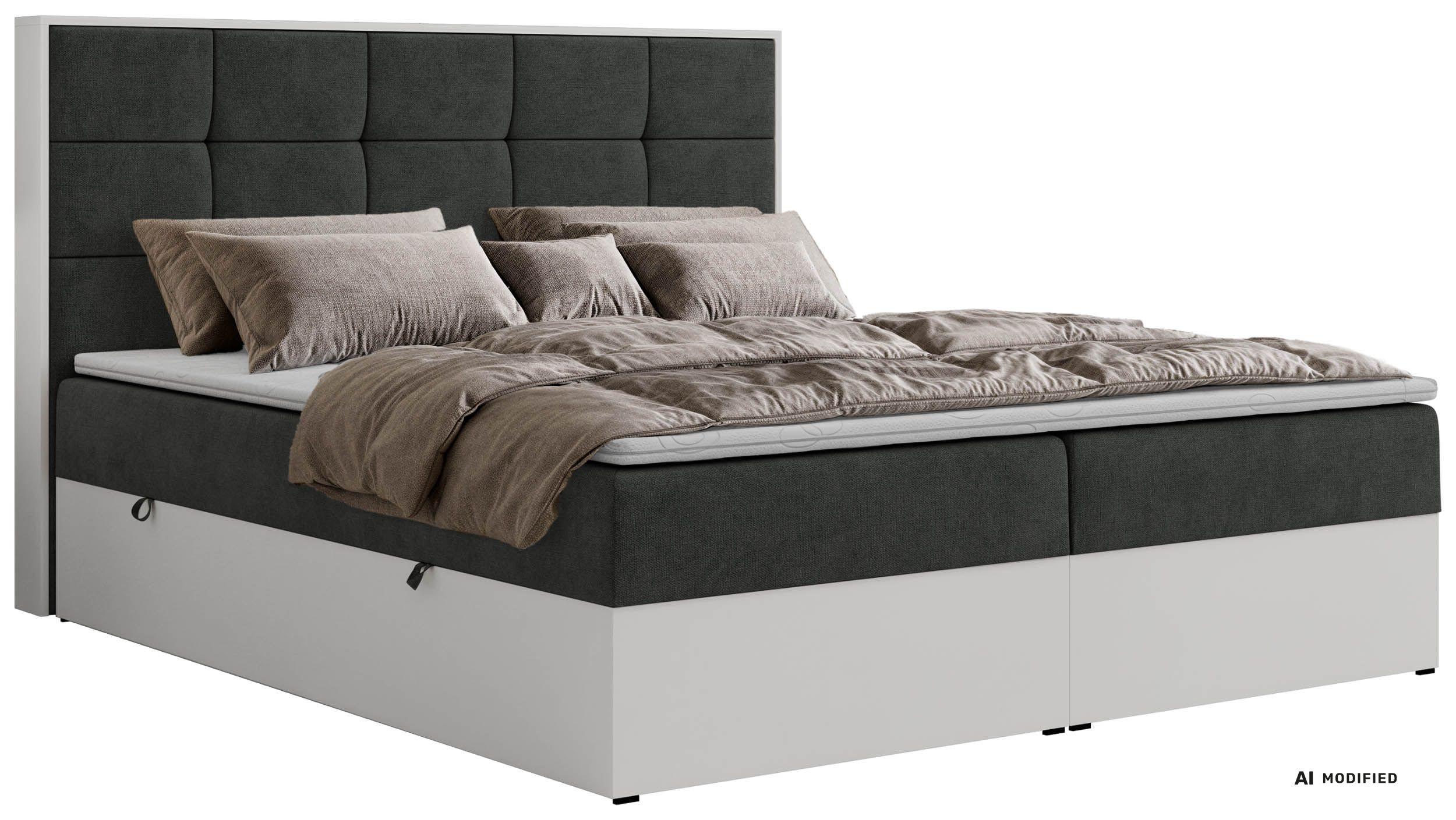 BOXBETT ALVIT 200/200 - Dunkelgrau Stukture - Topper T25 - H4 - Dunkelgrau/Schwarz, Kunststoff/Textil (200/200cm) - MKS