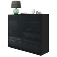 KOMMODE Ben Front in Schwarz Hochglanz - Schwarz Hochglanz, Holzwerkstoff (79/74/36cm) - Vladon