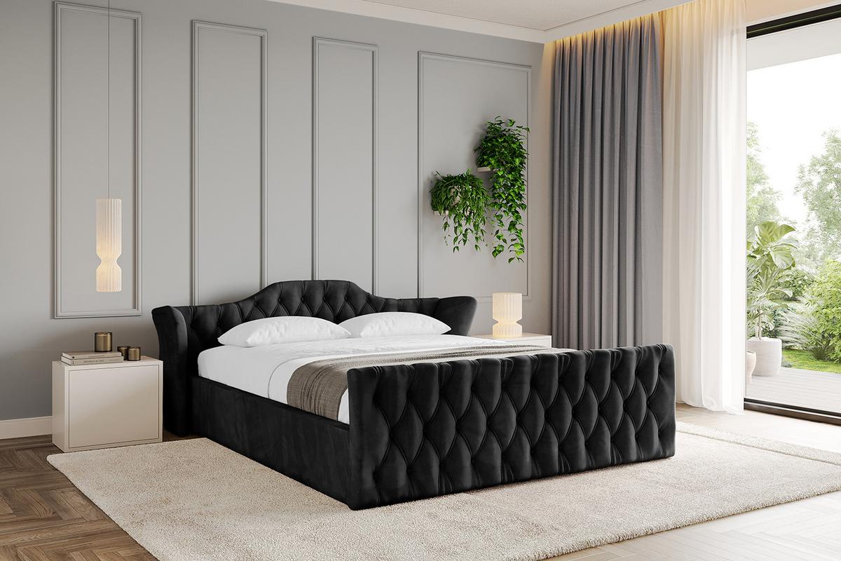 POLSTERBETT mit Bettkasten, Fußteil und Lattenrost, Boxbett ohne Matratze - ZORAN-Z-V1 120x200 Schwarz - Schwarz, Holzwerkstoff/Textil (120/200cm) - ALTDECOR