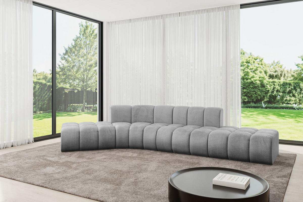 ECKSOFA modulares Sofa Solven-L1 - 380x174x70 cm Grau - Hellgrau, Holzwerkstoff/Textil (380/174cm) - ALTDECOR