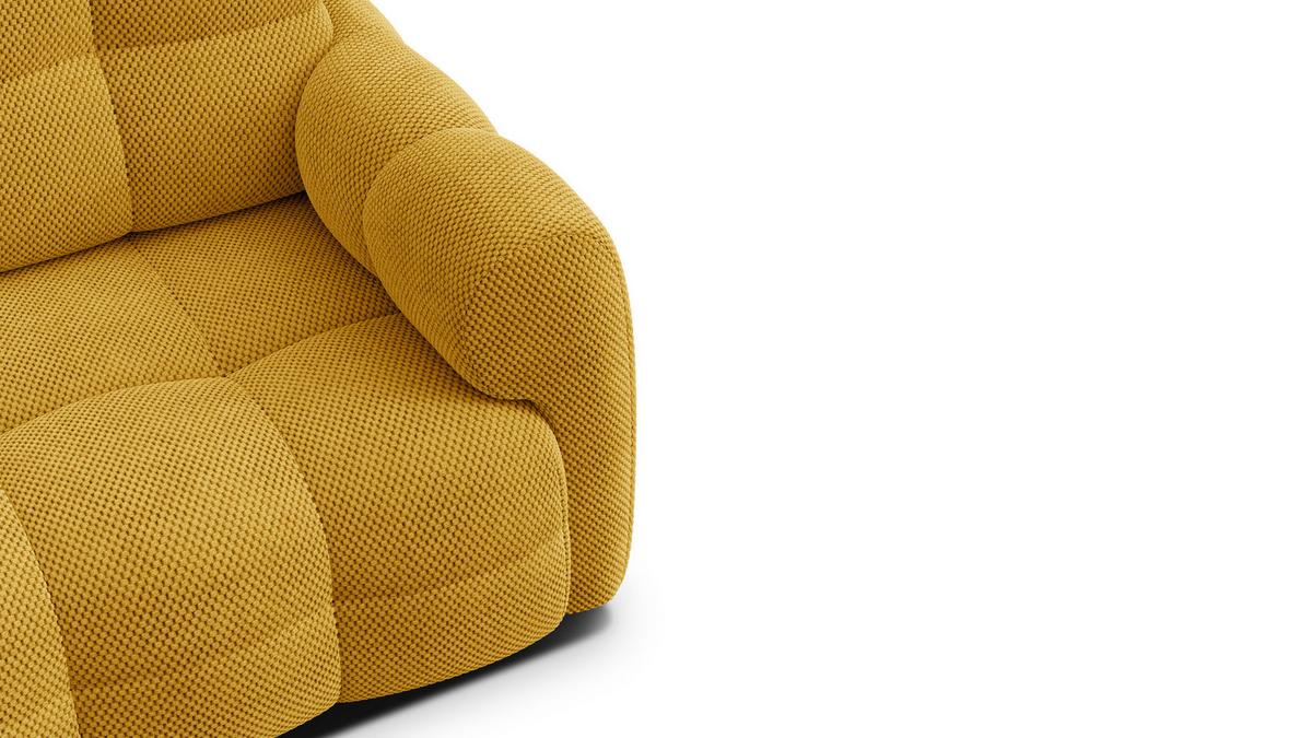 SOFA MELLOW 2-Sitzer, safran - Gelb/Schwarz, Holz/Textil (153/87/98cm) - Wozimo