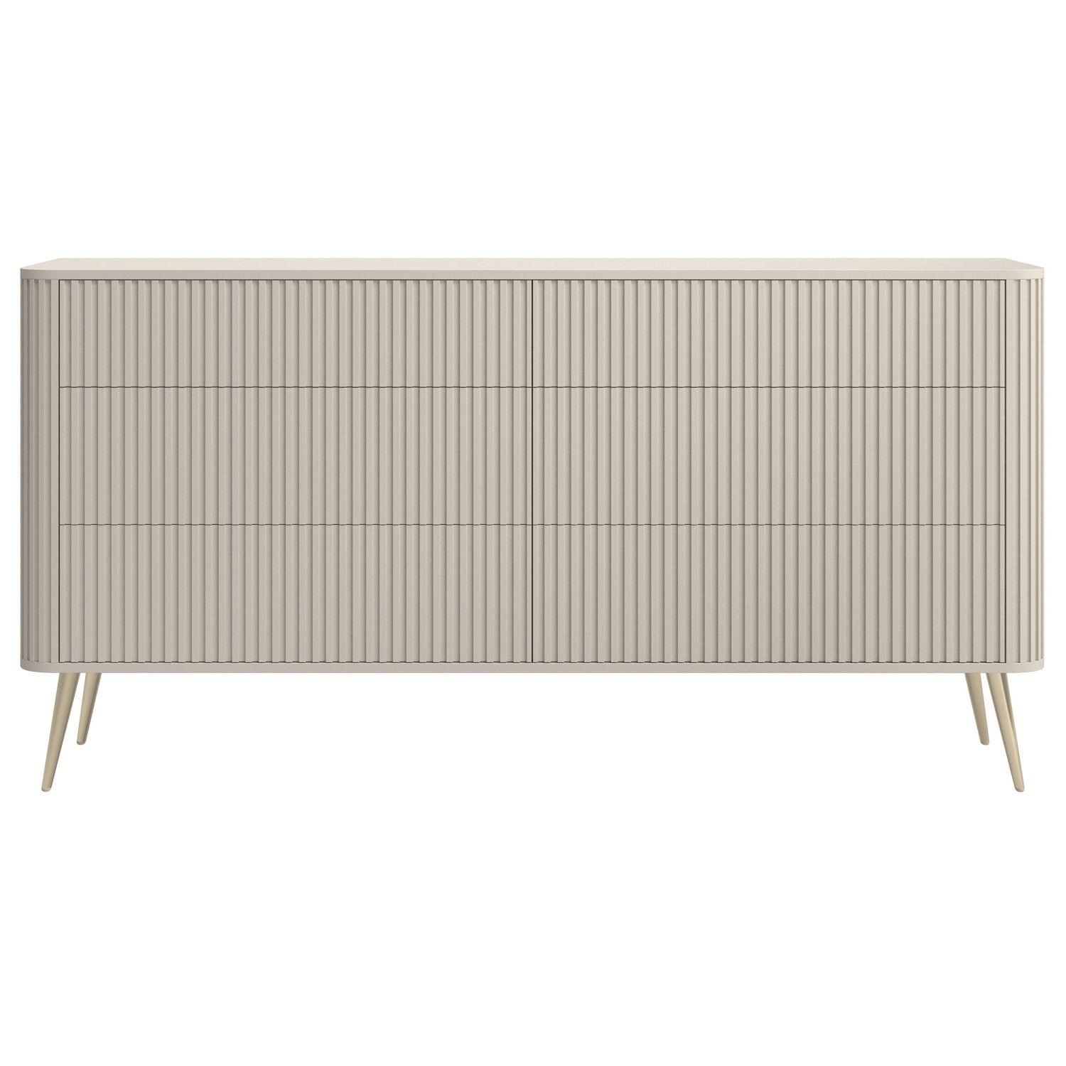 KOMMODE Ovarlo Greige mit Metallbeinen 168 cm - Taupe/Goldfarben, Holzwerkstoff/Metall (168/83.8/38cm) - Selsey